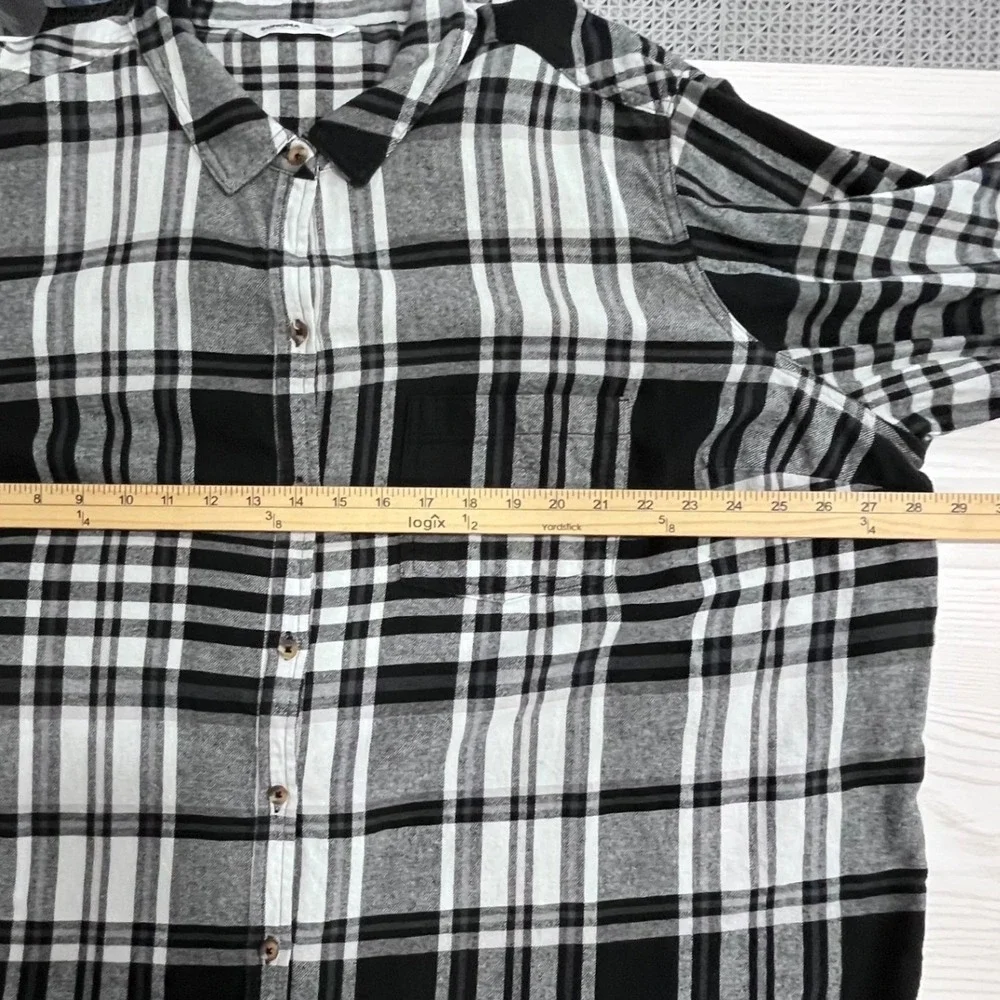 Sonoma Black White Plaid Flannel Shirt Womens 2X Fall Casual Classic Cabincore - Picture 9 of 11